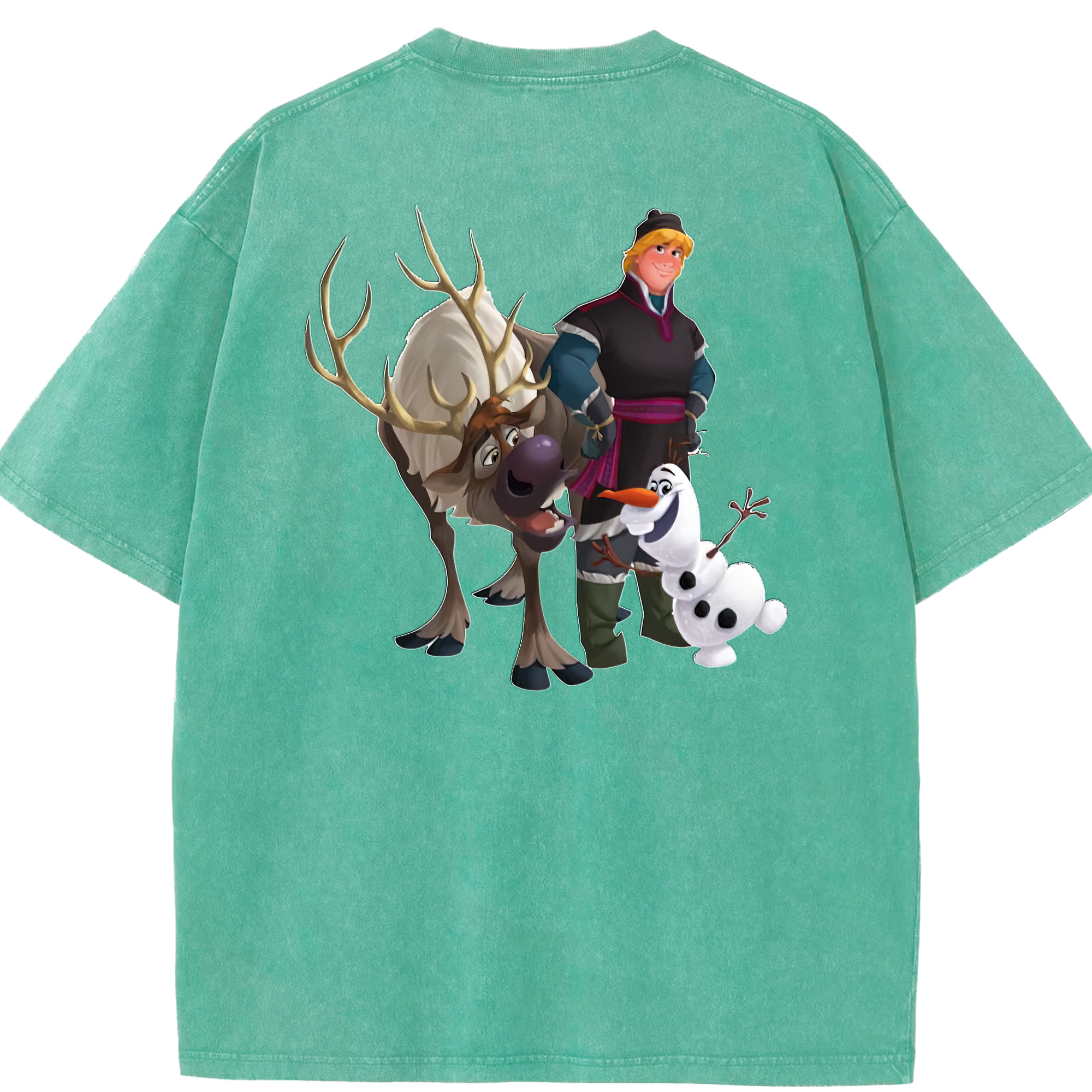 （画像用） アナと雪の女王 アンナ エルサ Frozen Anna Elsa 綿100% ヴィンテージ風 半袖Tシャツ（背面プリント）